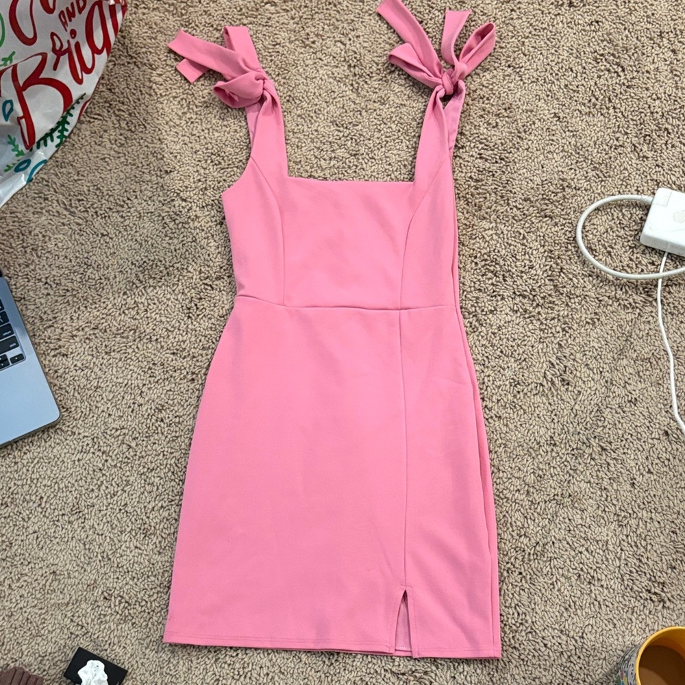 Liquid Blue Pink Tie-Strap Mini Dress